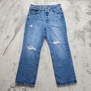 A.N.A. Jeans Womens 10 Blue Highest-Rise Vintage Straight Leg Button Fly Stretch